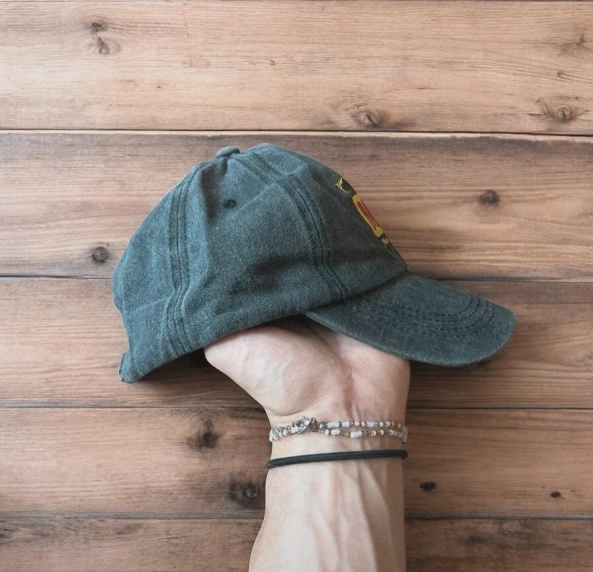 Vintage style Milf fishing cap hat in washed grey. One size fits all.