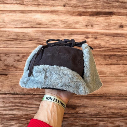 Russian ushanka trapper ear flap winter hat in grey colour way. 55-59cm
