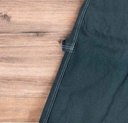 Insane super baggy long skater jean shorts jorts in black with embroidered design.