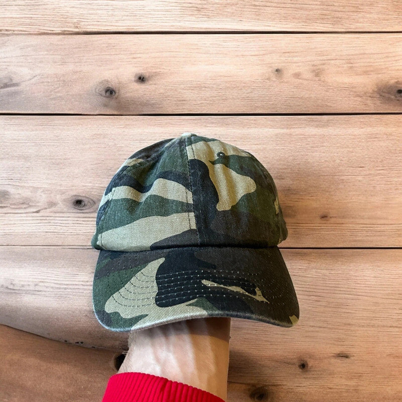 Vintage style Camo military cap hat in green khaki colourway. One size.