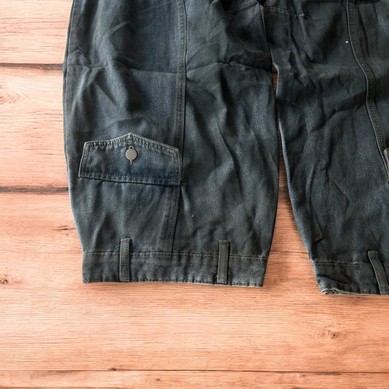 Super baggy vintage style wide leg skater fit jeans in faded washed dark blue/grey.