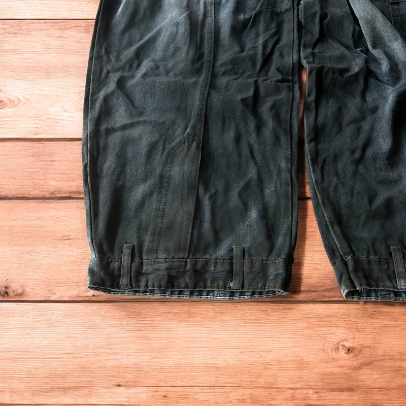 Super baggy vintage style wide leg skater fit jeans in faded washed dark blue/grey.