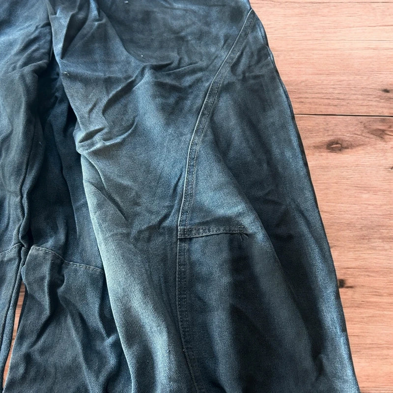 Super baggy vintage style wide leg skater fit jeans in faded washed dark blue/grey.