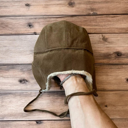 Russian ushanka trapper ear flap winter hat in brown/beige colour way. 55-59cm