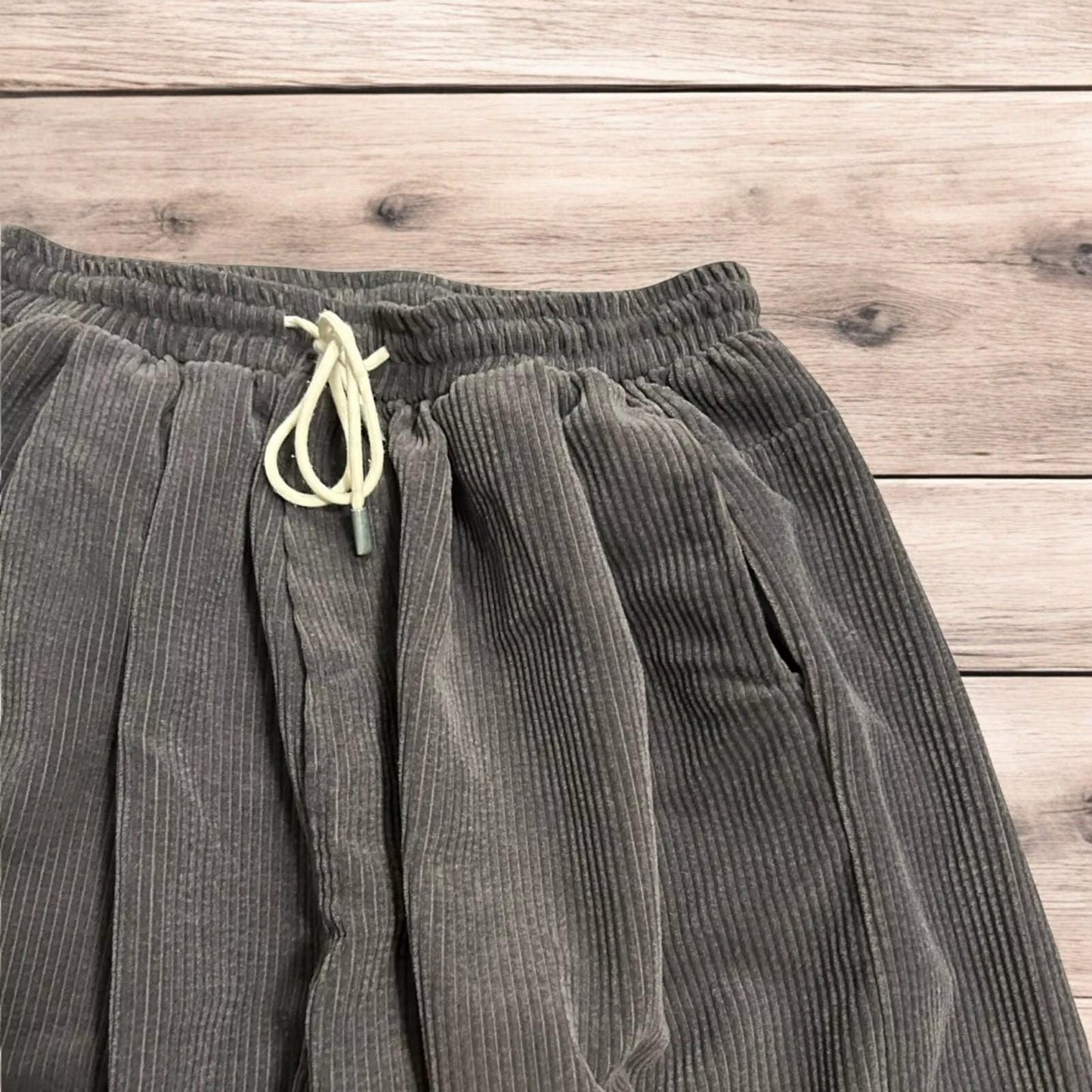 Super baggy wide leg skater corduroy trousers in grey.