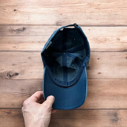 Vintage style Milf fishing cap hat in washed navy blue. One size fits all.