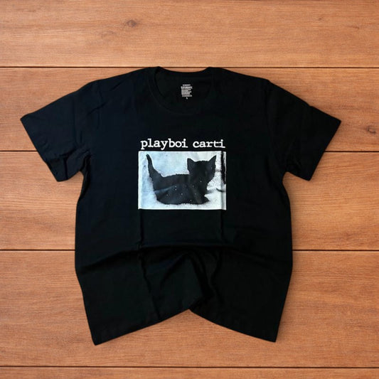 Cool Playboi Carti tshirt in black with front graphic print.