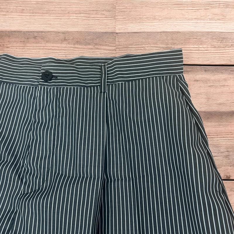 Vintage style baggy wide leg striped lightweight trousers in black/white.