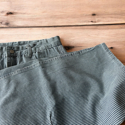 Incredible super baggy wide leg pinstripe cargo trousers in blue/white.