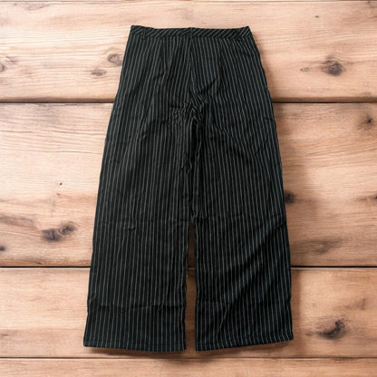 Vintage style baggy wide leg striped lightweight trousers in black/white.