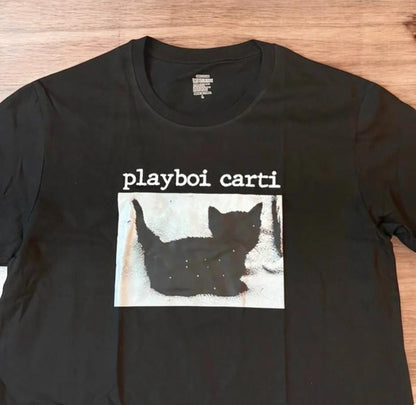 Cool Playboi Carti tshirt in black with front graphic print.