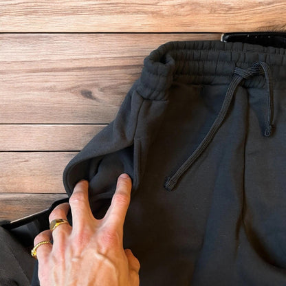 Incredible baggy wide leg Korean joggers in black.