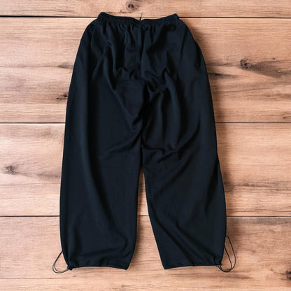 Insane Korean super baggy wide leg joggers in black.