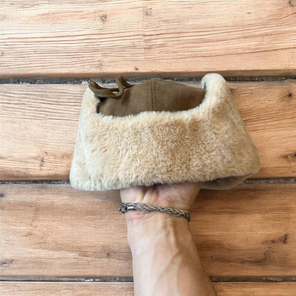 Russian ushanka trapper ear flap winter hat in brown/beige colour way. 55-59cm