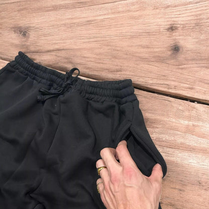 Incredible super baggy wide leg Korean joggers in black.