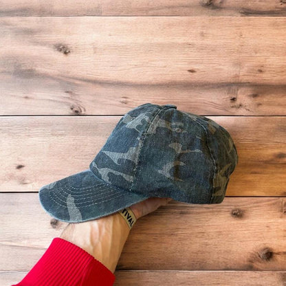 Vintage style Camo military cap hat in green khaki colourway. One size.