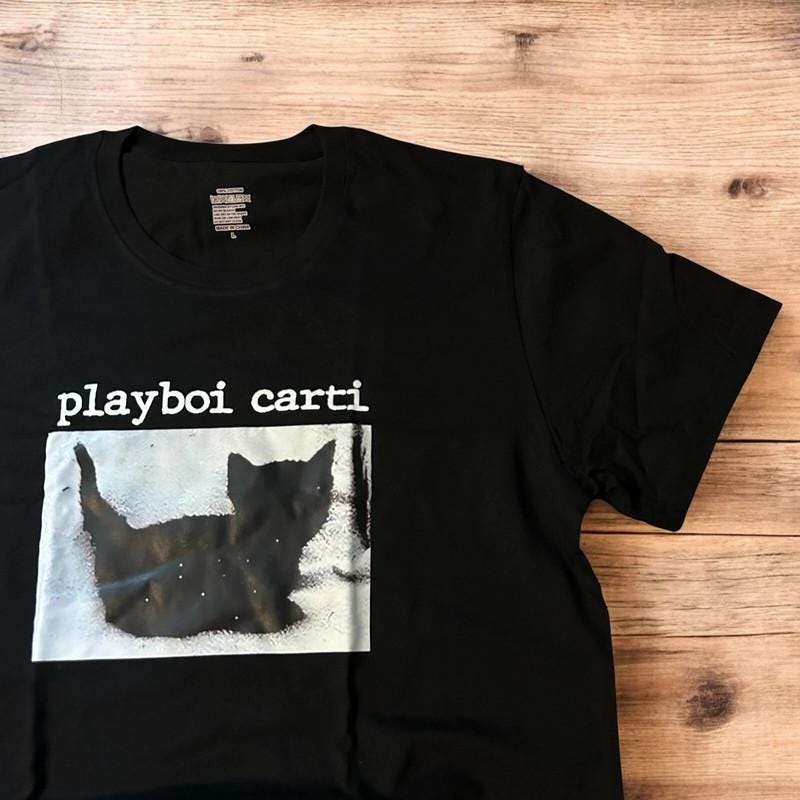 Cool Playboi Carti tshirt in black with front graphic print.