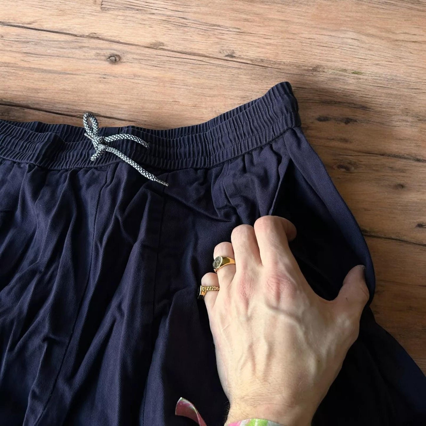 Incredible super baggy wide leg parachute trousers in navy blue.