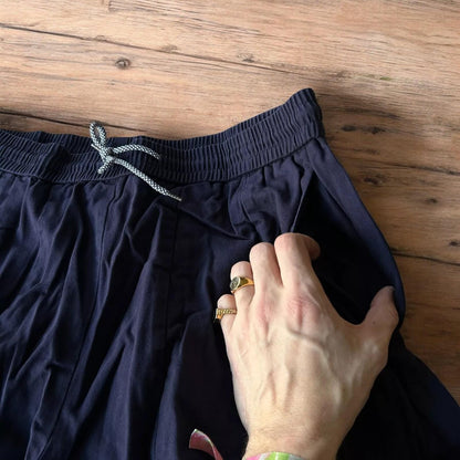 Incredible super baggy wide leg parachute trousers in navy blue.