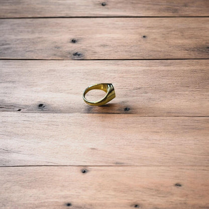 Lovely vintage style stainless steel angel signet ring in gold.