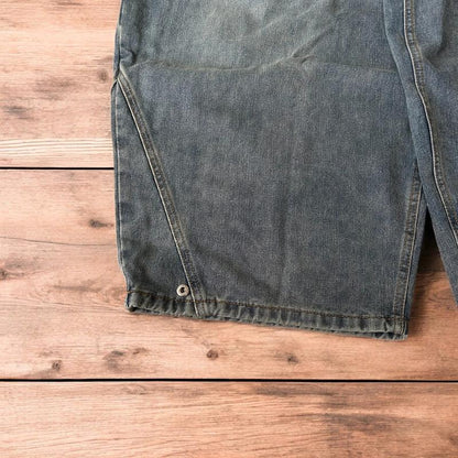 Incredible super baggy wide leg balloon fit jeans in mid blue wash.