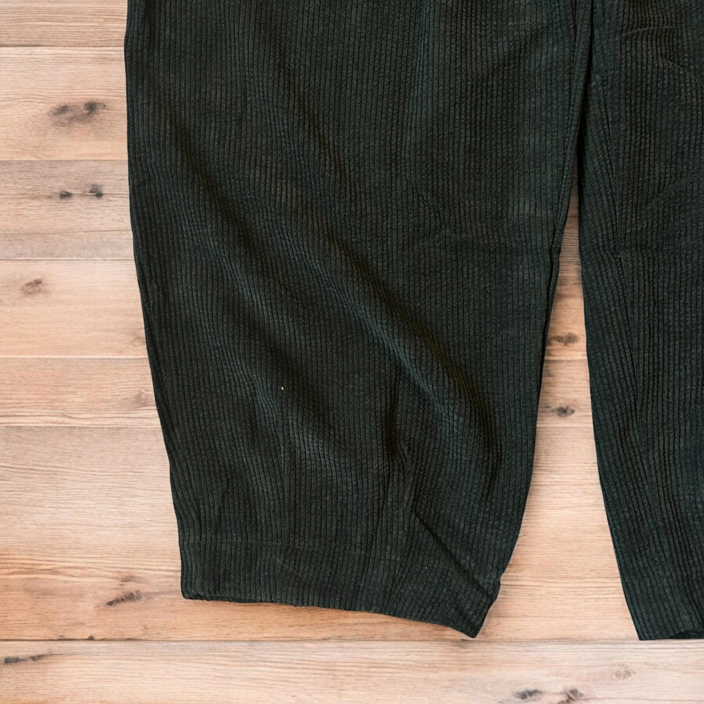 Super baggy wide leg skater corduroy trousers in khaki green.
