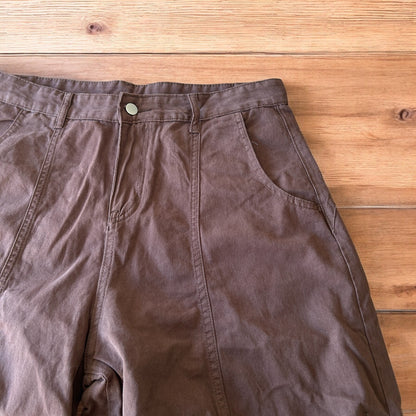 Vintage Military style baggy wide leg cargo trousers in brown.