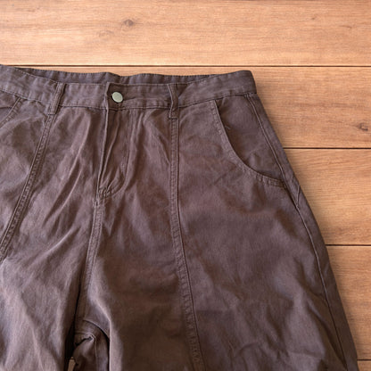 Vintage Military style baggy wide leg cargo trousers in brown.