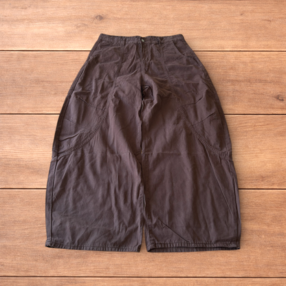 Vintage Military style baggy wide leg cargo trousers in brown.