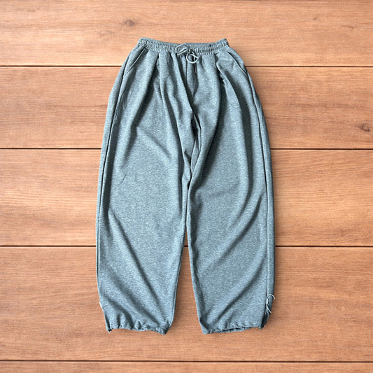 Insane Korean super baggy wide leg joggers in marl grey.