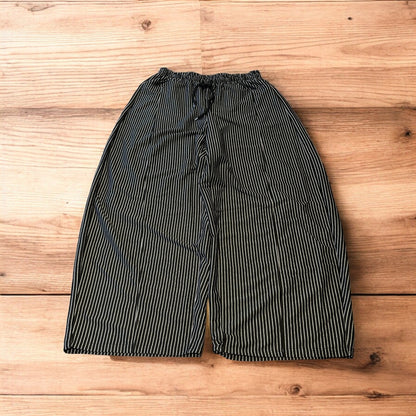 Super baggy wide leg pinstripe Korean joggers in black/white.