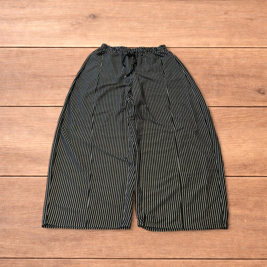 Super baggy wide leg pinstripe Korean joggers in black/white.