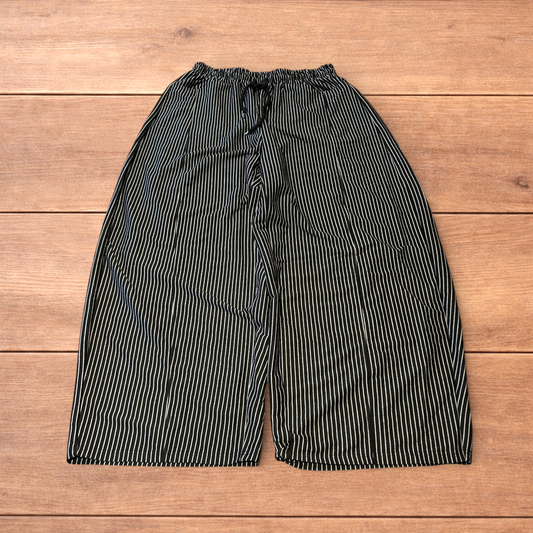 Super baggy wide leg pinstripe Korean joggers in black/white.