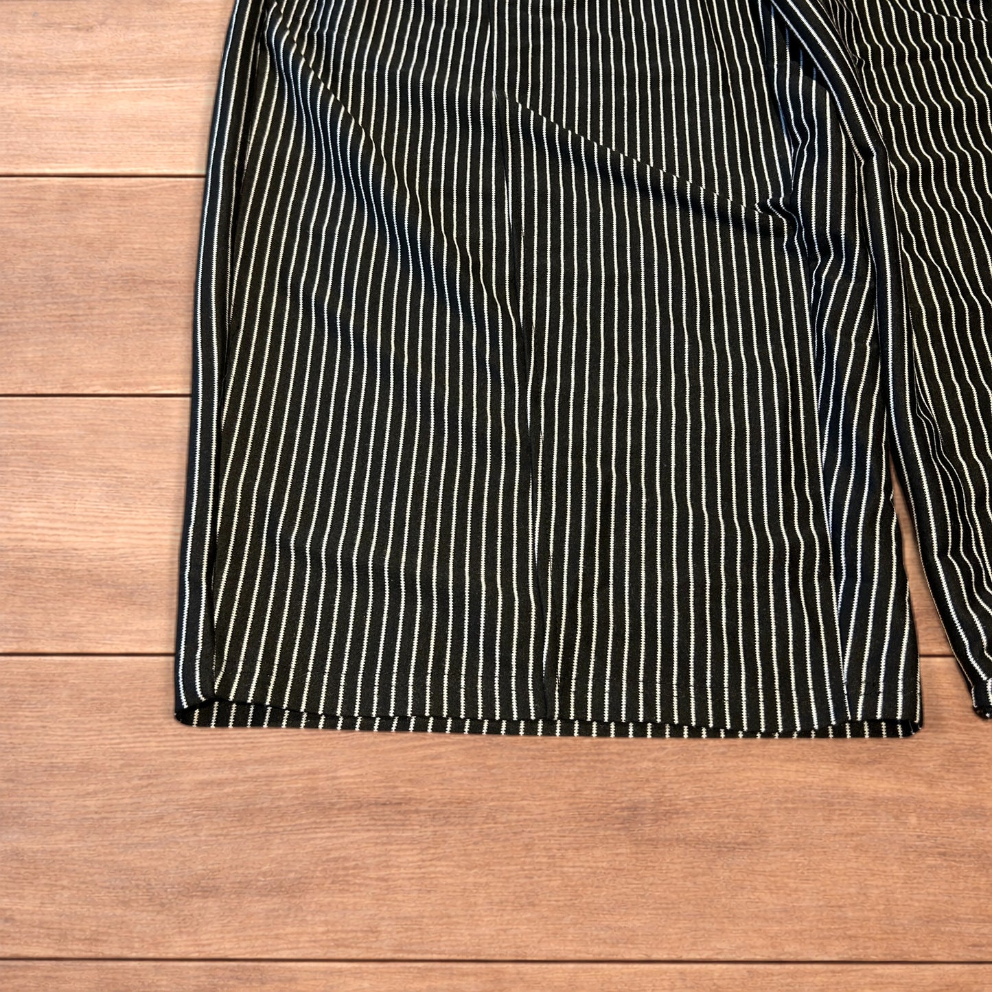 Super baggy wide leg pinstripe Korean joggers in black/white.