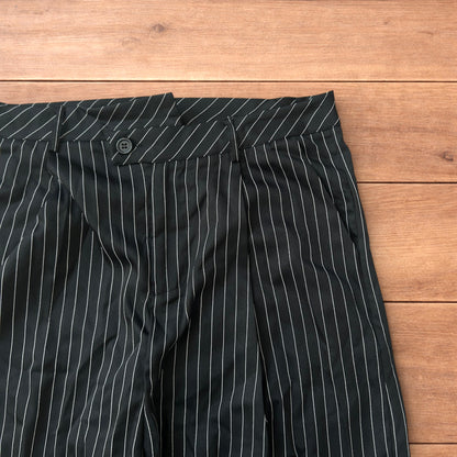 Vintage style baggy wide leg striped lightweight trousers in black/white.