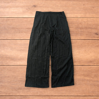 Vintage style baggy wide leg striped lightweight trousers in black/white.