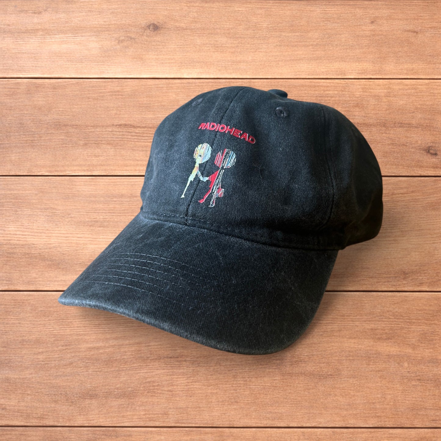 Vintage style Radiohead cap hat in washed grey.