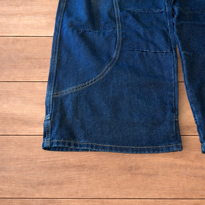 Incredible vintage style baggy wide leg skater fit jeans with fade in dark blue.
