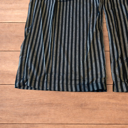 Vintage style baggy wide leg striped linen style trousers in black/grey.