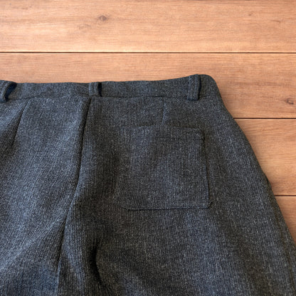 Vintage style baggy wide leg tailored wool pleated trousers in grey.