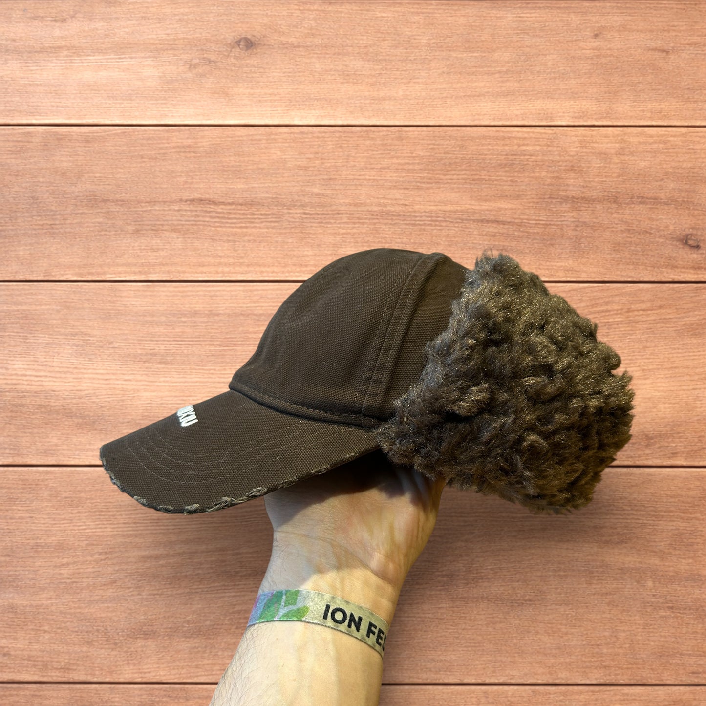 Vintage style trapper Russian ear flap hat cap in brown colour way.