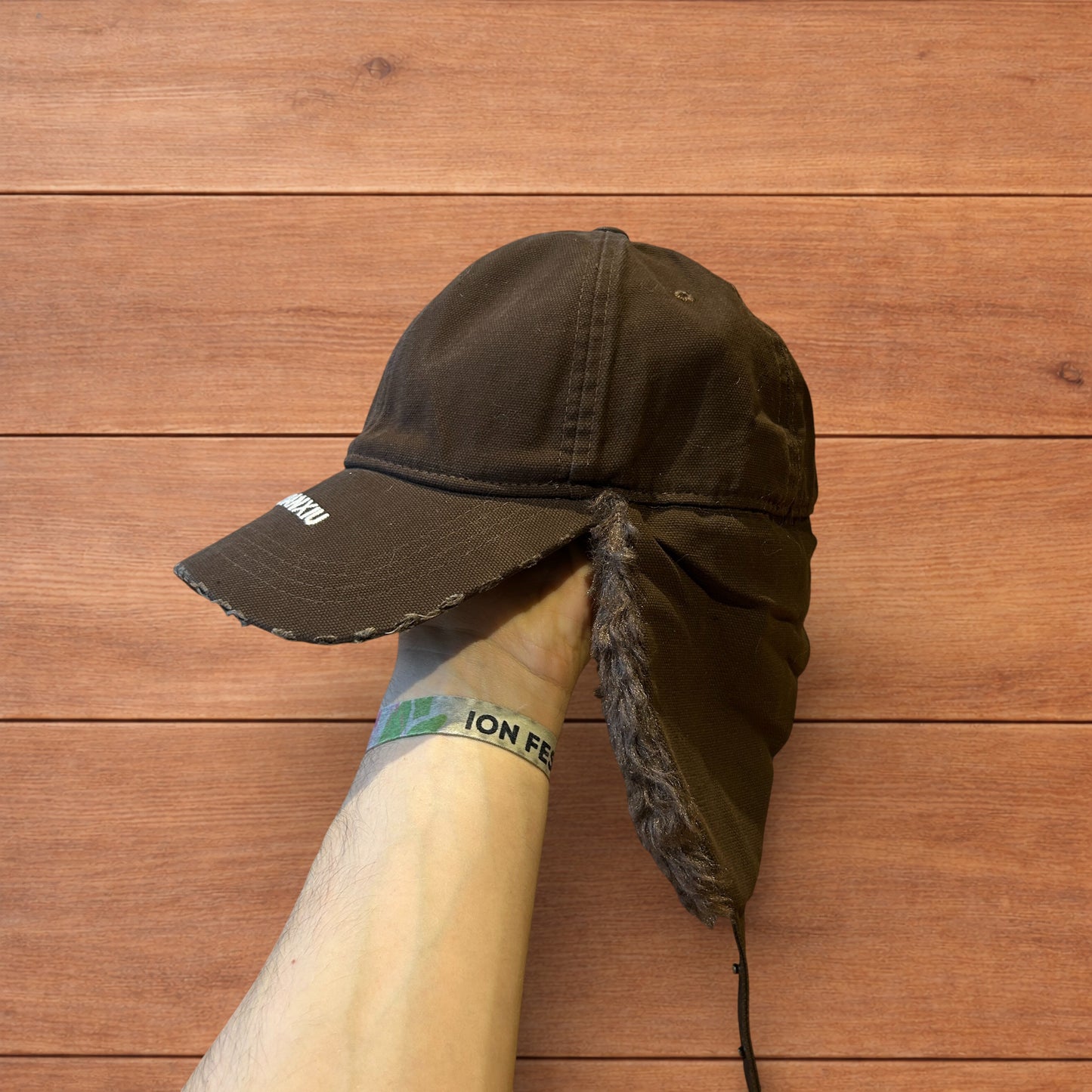 Vintage style trapper Russian ear flap hat cap in brown colour way.