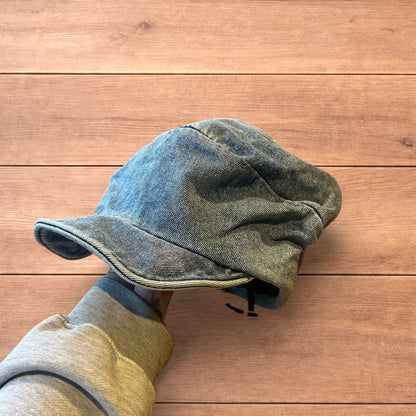 Vintage style denim newsboy painter flat cap beret in mid blue.