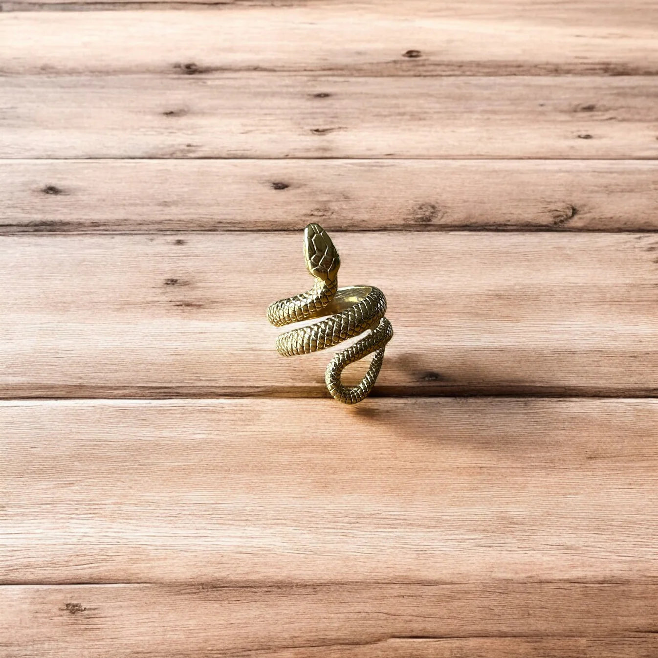 Lovely vintage style sterling silver snake ring in gold.