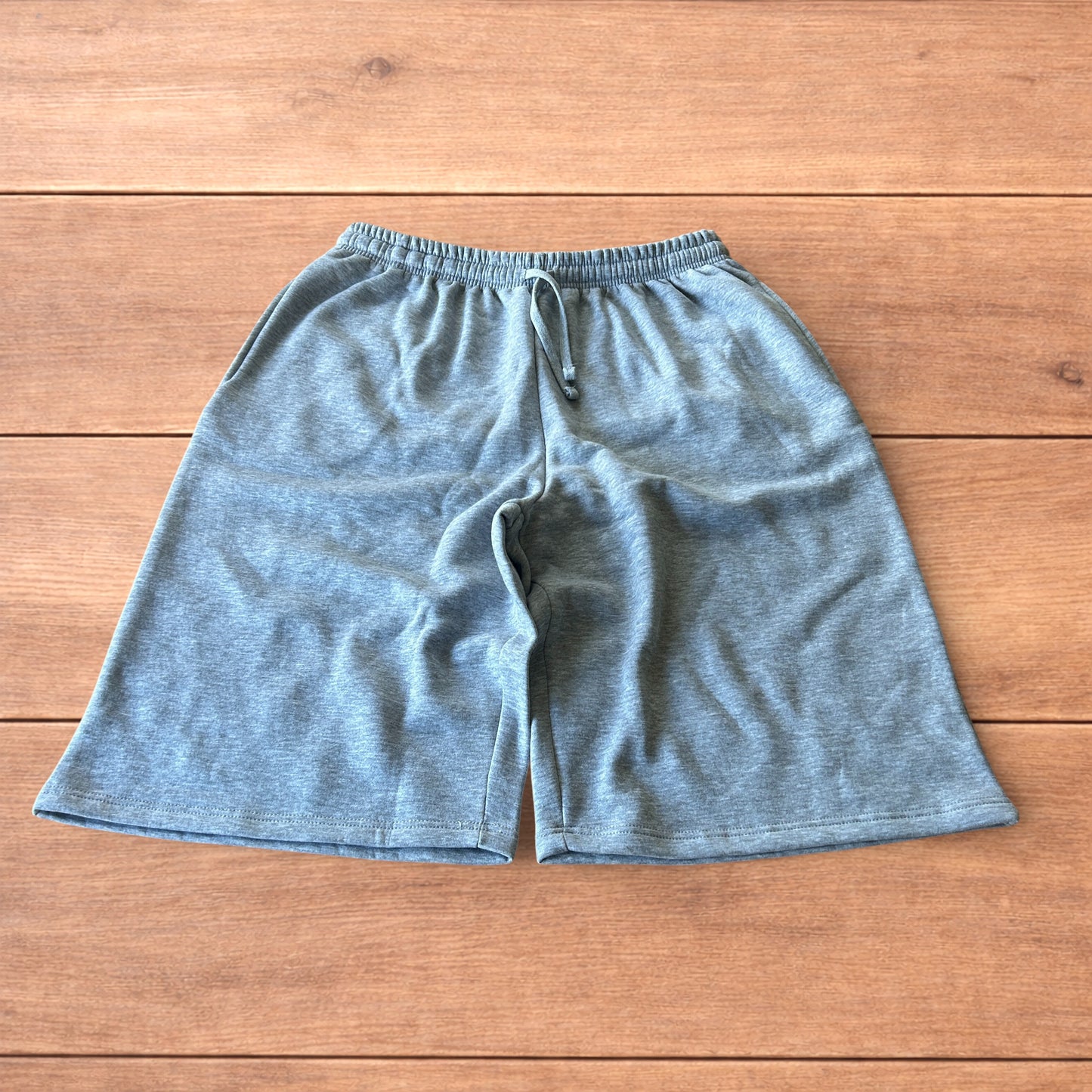 Lovely super baggy wide leg long jersey shorts jorts in light marl grey.