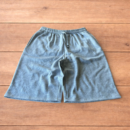 Lovely super baggy wide leg long jersey shorts jorts in light marl grey.