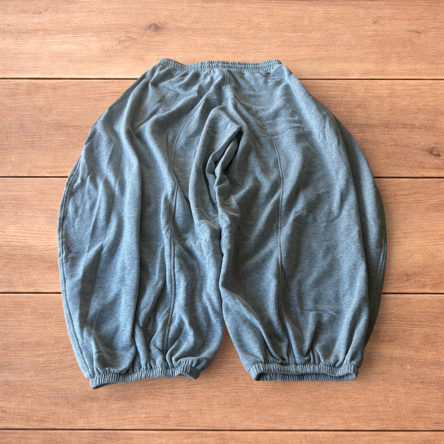 Super baggy wide leg Korean joggers in marl grey.