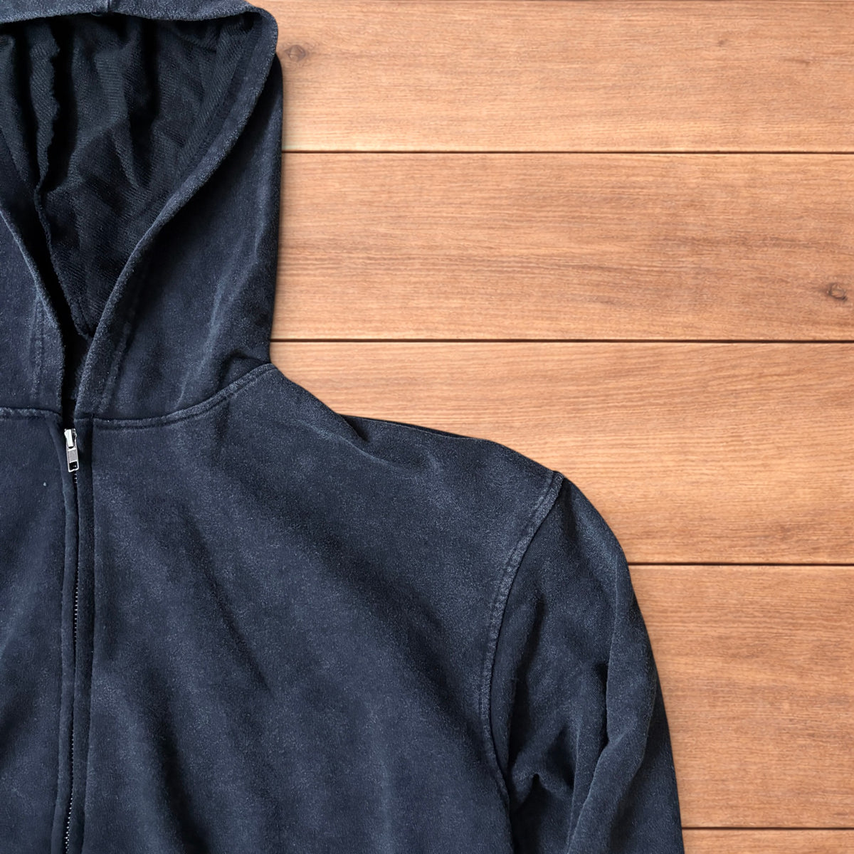 Vintage style baggy zip up hoodie jumper in washed black.