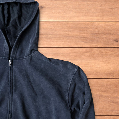 Vintage style baggy zip up hoodie jumper in washed black.