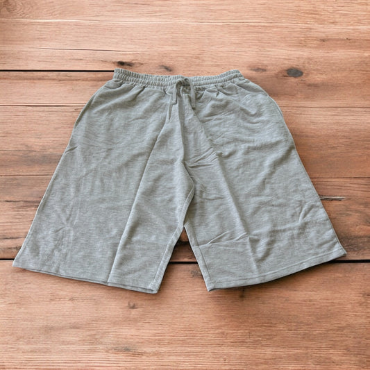 Lovely super baggy wide leg long jersey shorts jorts in marl grey.